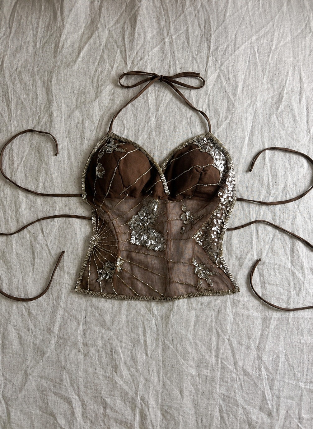 chocolate butterfly halter top