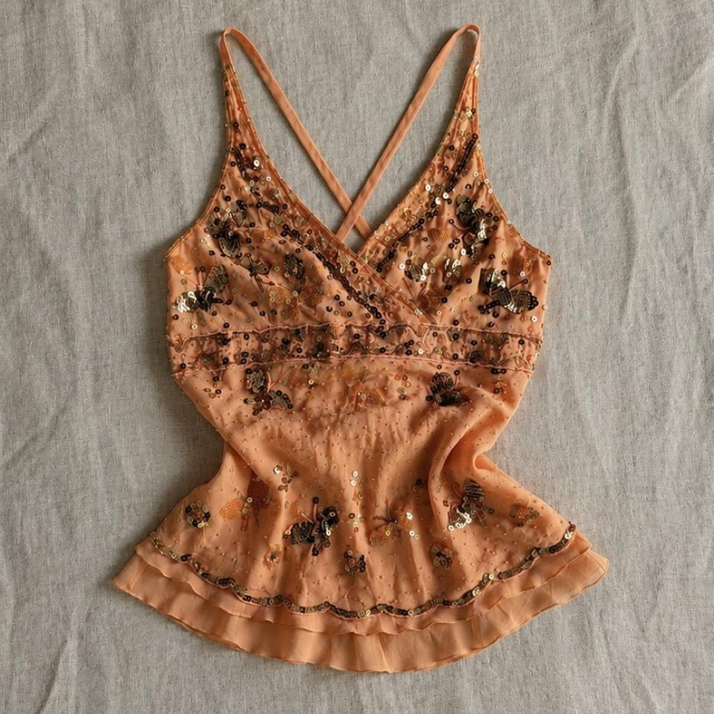tangerine silk butterfly cami