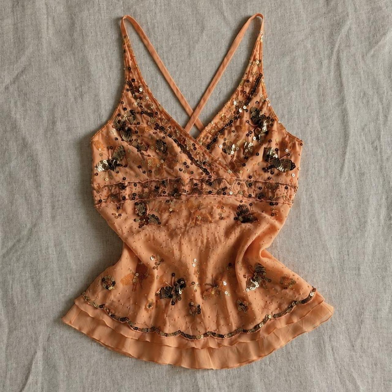 tangerine silk butterfly cami
