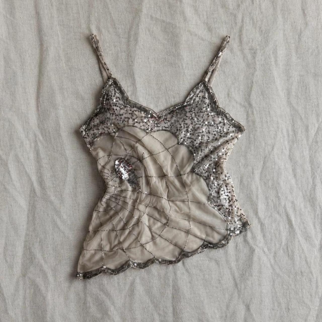 silver web beaded top